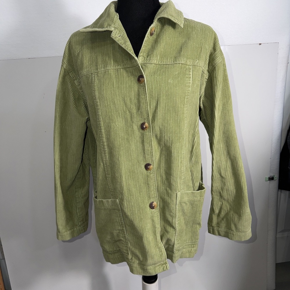 Rafaella Green Button Front Corduroy‎ Jacket Size Medium
